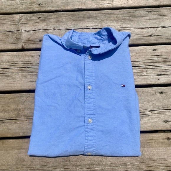 💚 Tommy Hilfiger Men’s Blue Oxford Button-Down Shirt XL - Picture 8 of 8